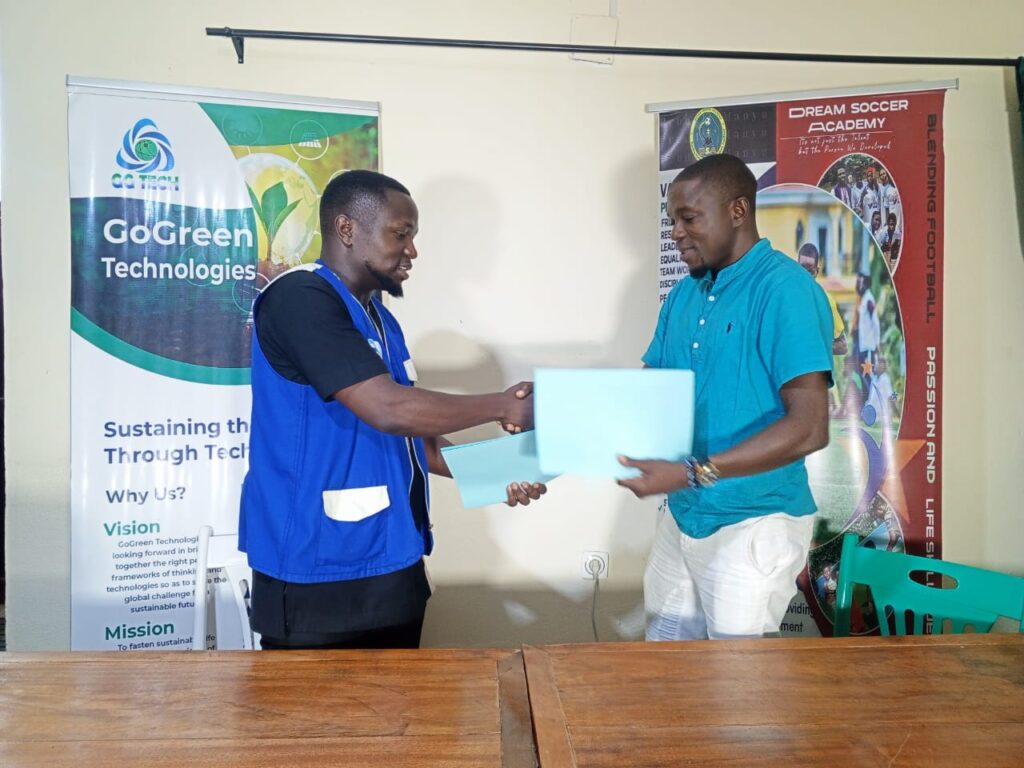 GoGreen Technologies signing partnership with Dream soccer Academy