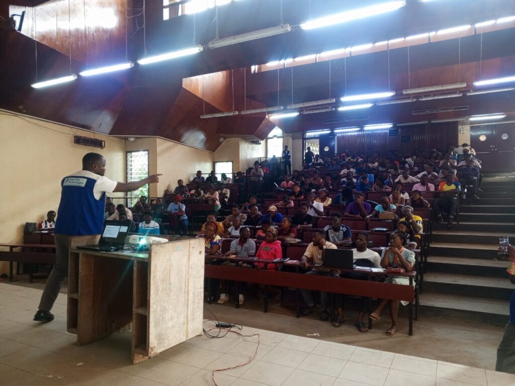 Figure 1: Image of Mr. Awejan Emmanuel addressing the audience at EYODS cohort 6 seminar